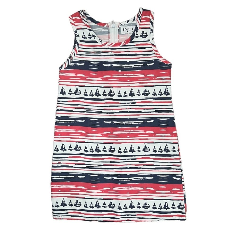 Patriotic Sailboat A Line Red White and Blue Size 3T Dress EUC​